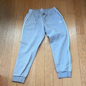 Adidas Women's Gray Joggers with White Stripes